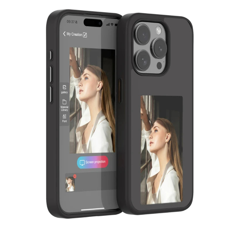 E-Lnk NFC 3.7 Inches Screen Display Mob for Iphone 13 14 15 16 Wireless Transmission Screen Projection Phone Case