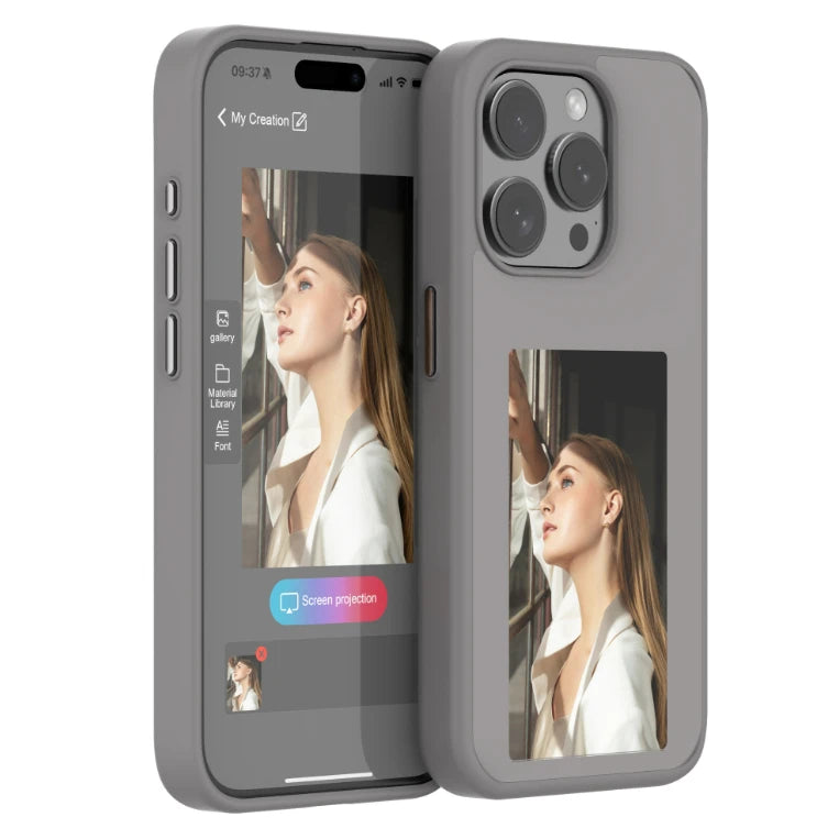 E-Lnk NFC 3.7 Inches Screen Display Mob for Iphone 13 14 15 16 Wireless Transmission Screen Projection Phone Case